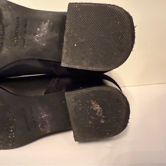 AQUATALIA SHOES ANKLE BOOTS BOOTIES BLACK LEATHER SUEDE SIDE ZIP ITALY SIZE 7 - Picture 12 of 13